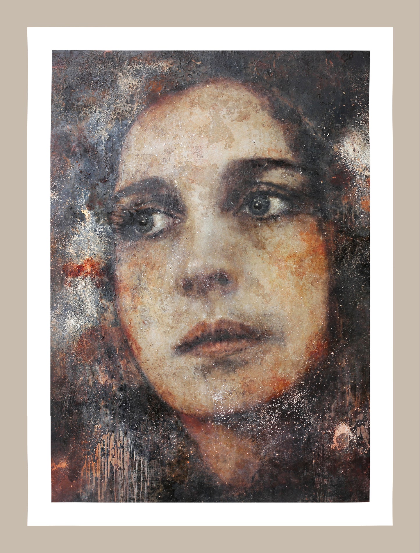 Stampa da dipinto originale a tecnica mista su pannello di legno 145x145cm