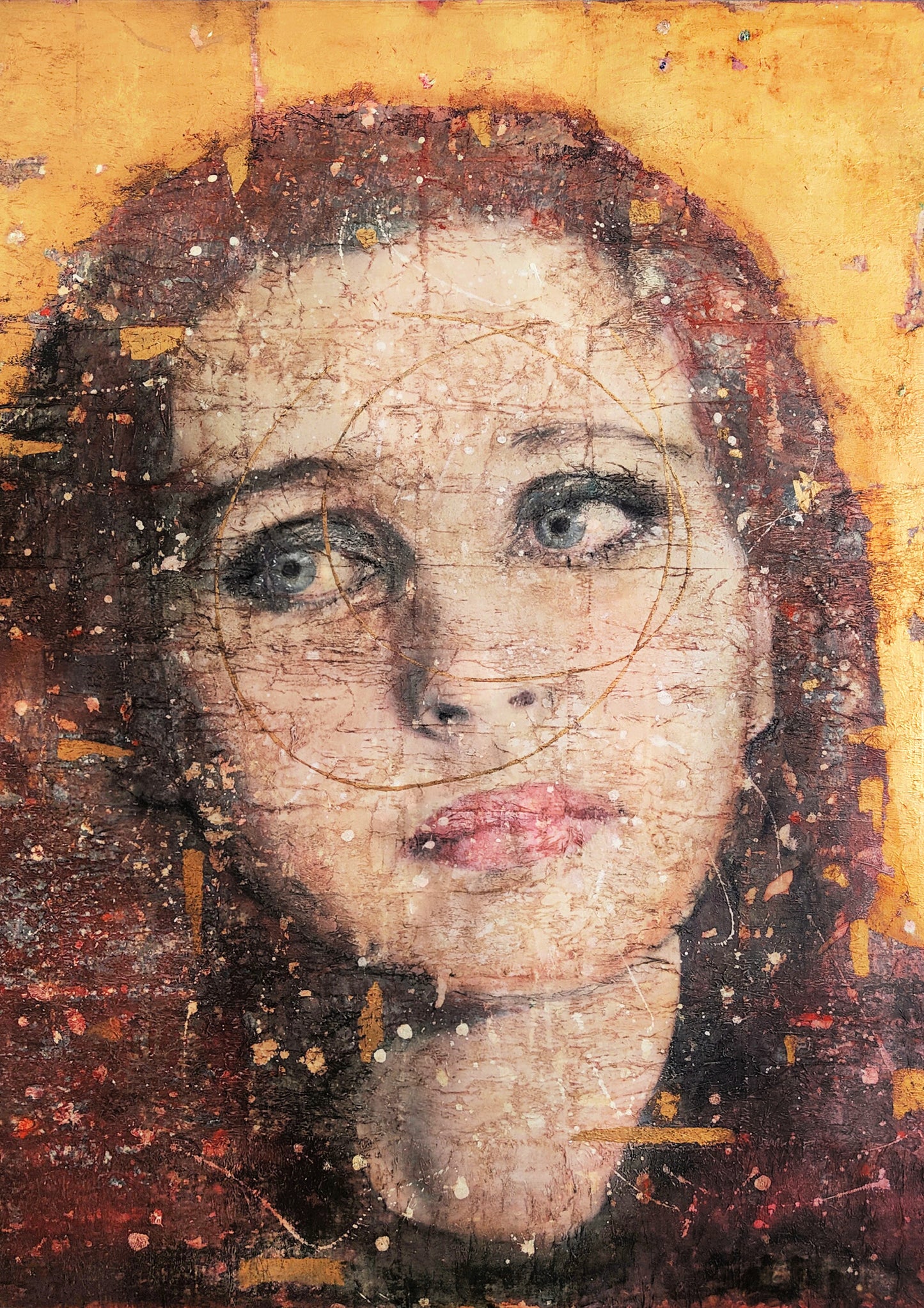 Stampa da un dipinto originale a tecnica mista su pannello di legno 180x180cm