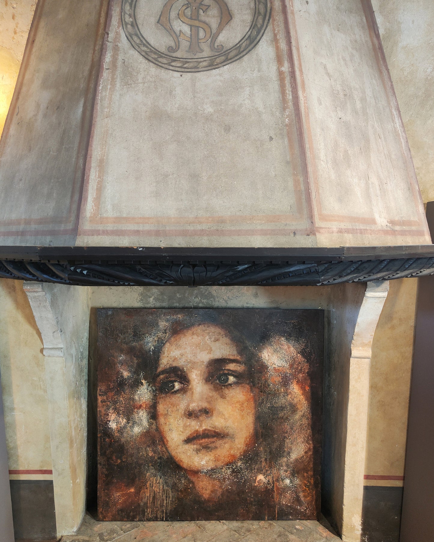 Stampa da dipinto originale a tecnica mista su pannello di legno 145x145cm