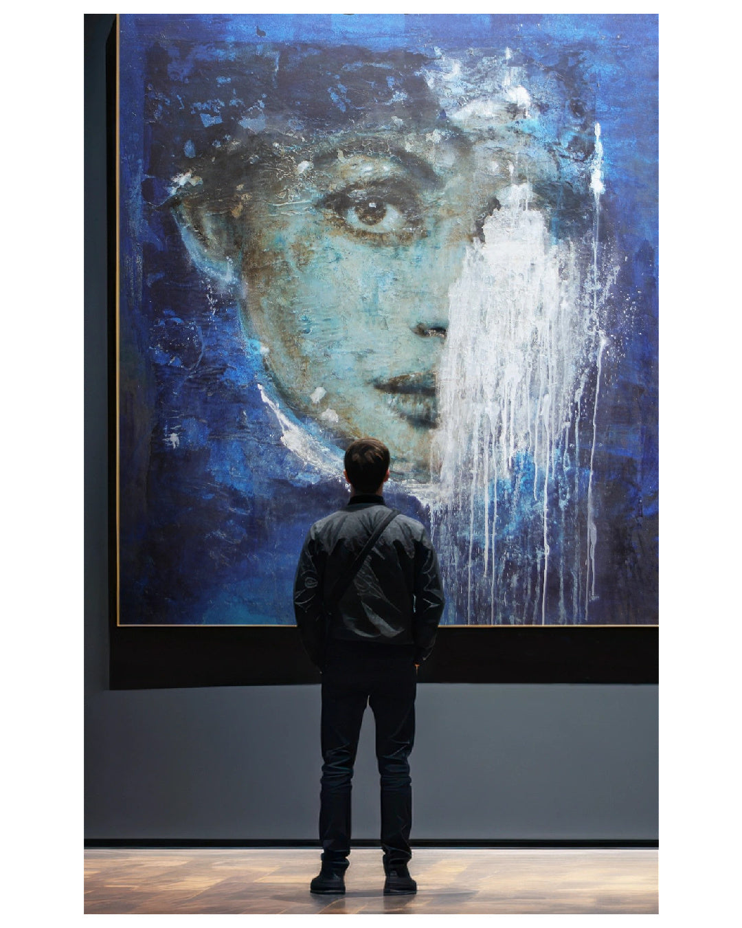 Blue and White portrait 150x150cm