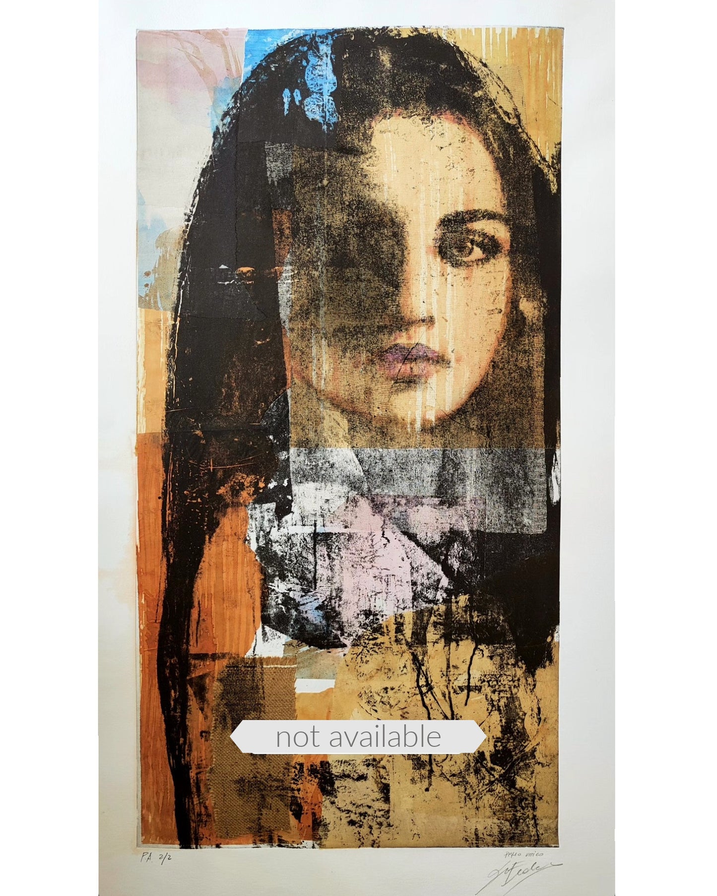 Giada e la Luna, stampa d'autore, pezzo unico, 105x75cm