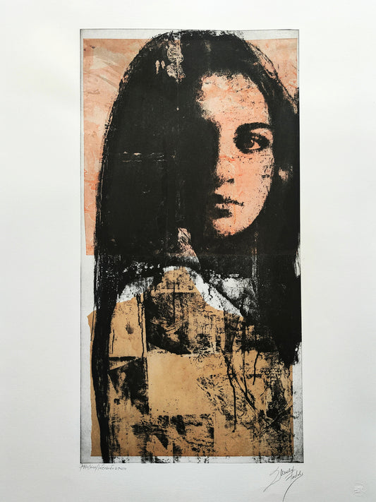 Giada e la Luna, stampa d'autore, pezzo unico, 105x75cm