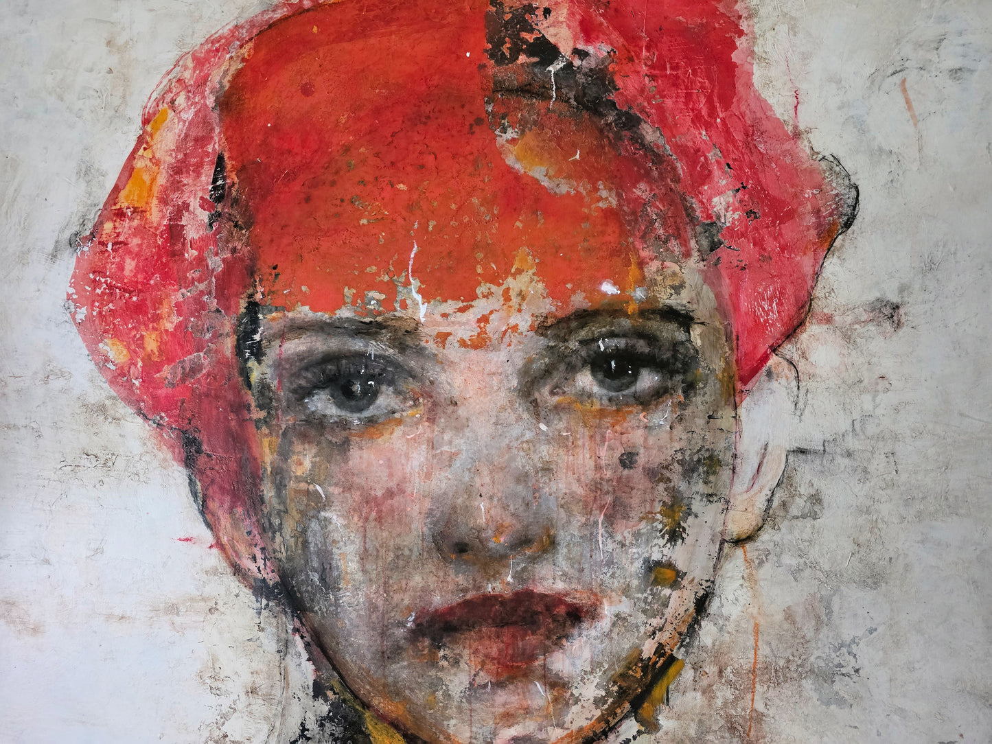 Come fiamma antica (ragazza con il cappellino rosso) 110x150cm