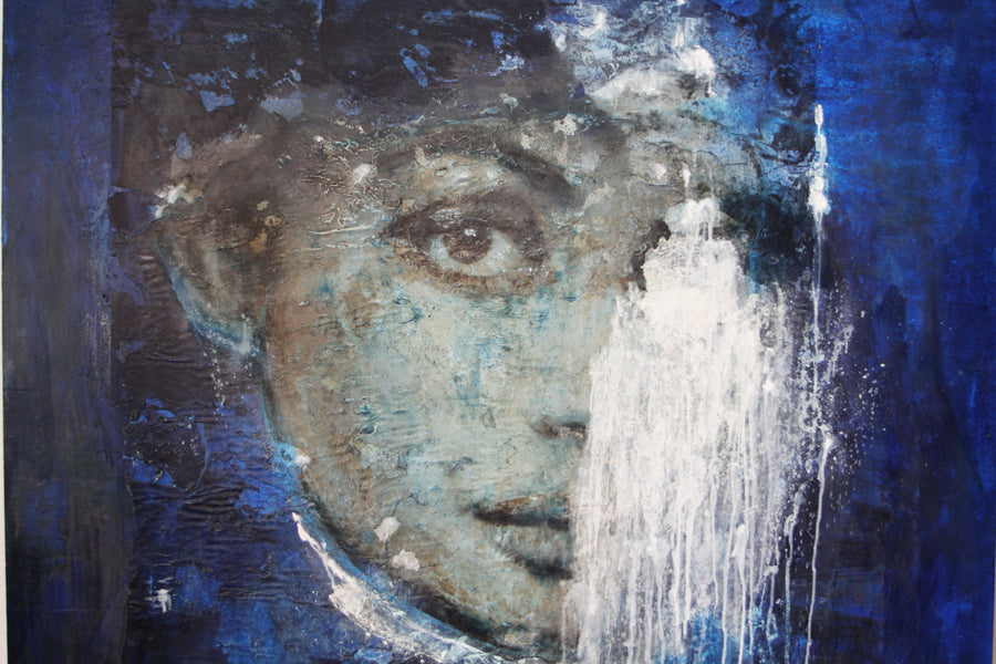 Blue and White portrait 150x150cm