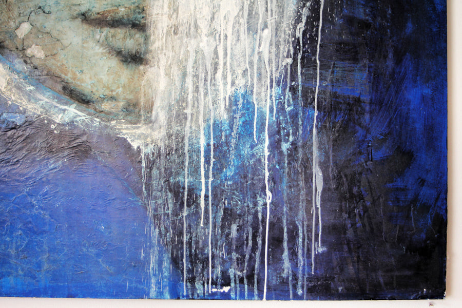 Blue and White portrait 150x150cm